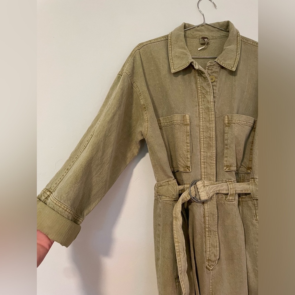 Free People Olive Green Jumpsuit with Waistbelt